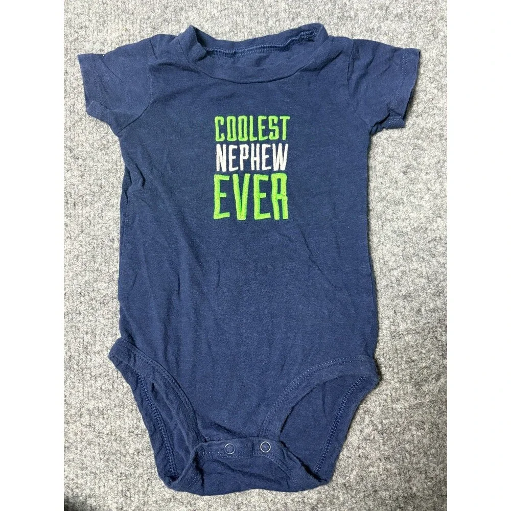 Baby Boy Carter's Coolest Nephew Ever Bodysuit Boys 18 M Blue VTG 90s
